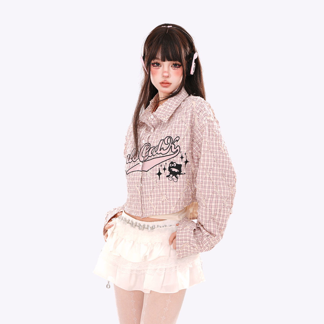 Image of Retro Plaid Crop Shirt